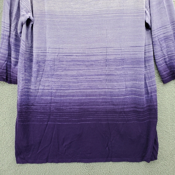 Catherines Women's Plus Size 1X Pointelle Ombre Pullover Sweater Purple - Picture 9 of 10